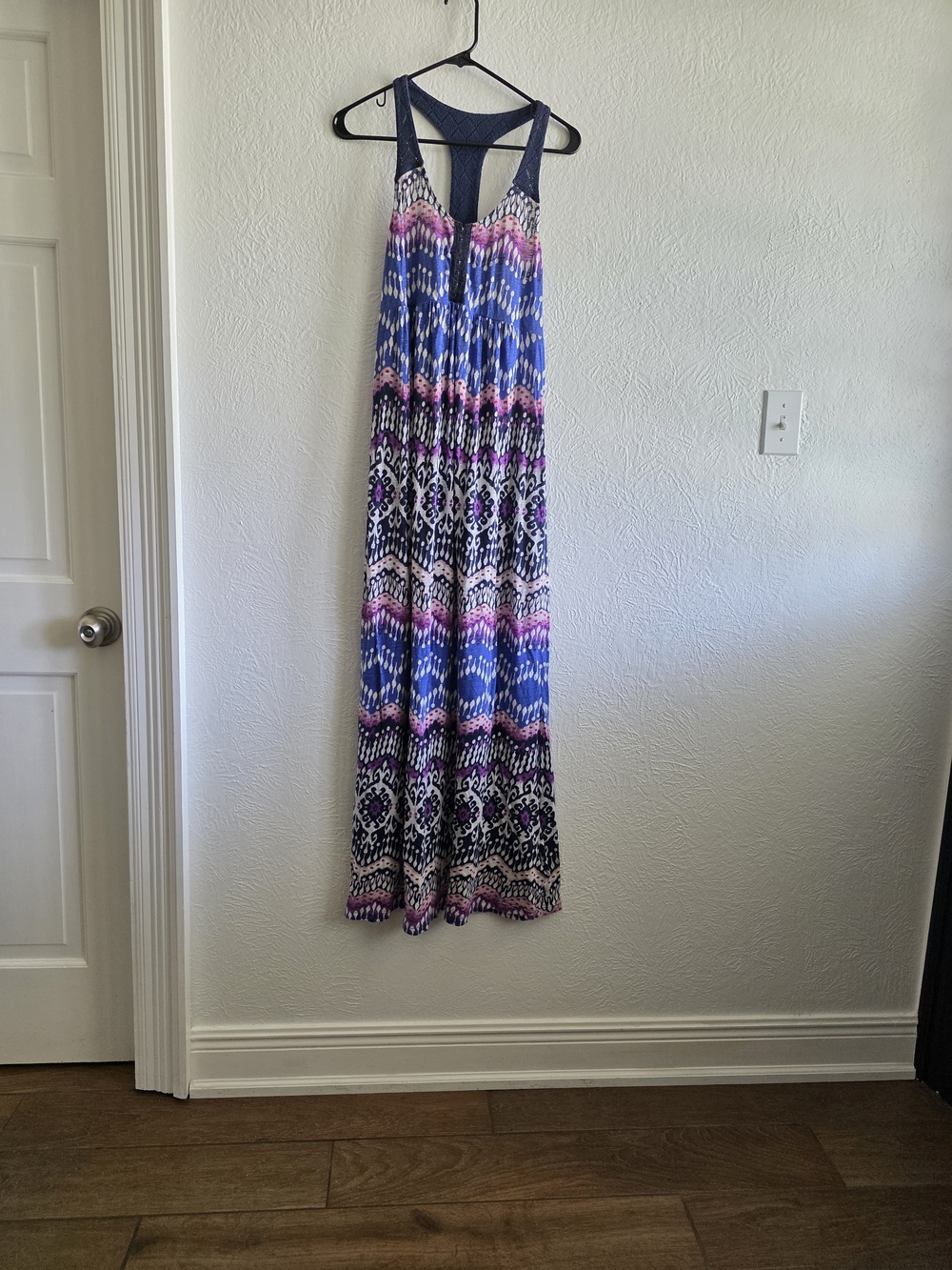 Lucky Brand Blue and Purple Printed Maxi Dress